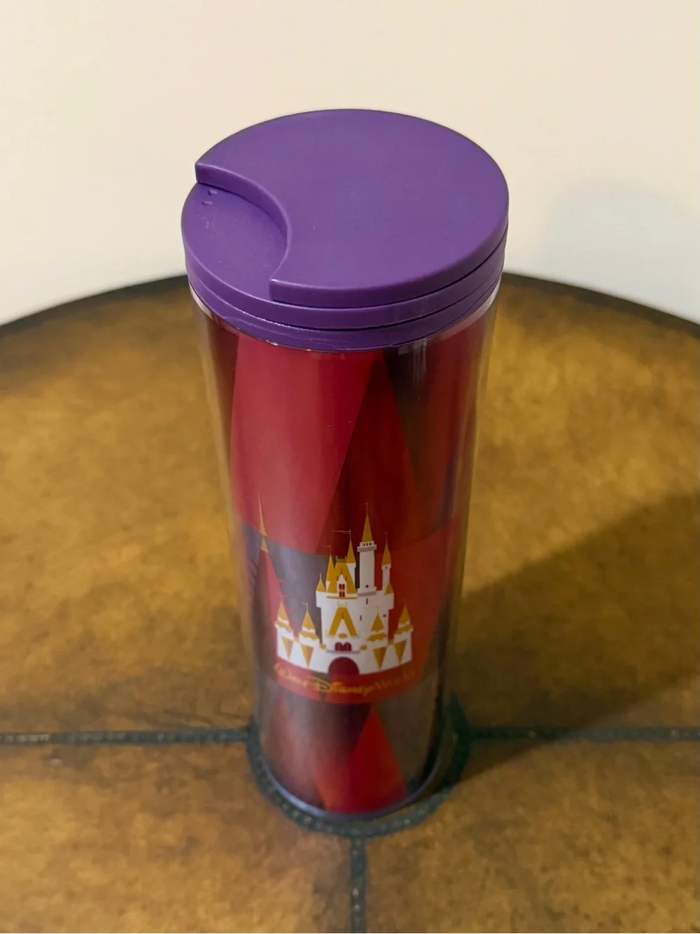 NEW WALT DISNEY WORLD STARBUCKS CINDERELLA CASTLE RED TRAVEL TUMBLER 16oz